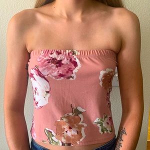 Pink floral crop top